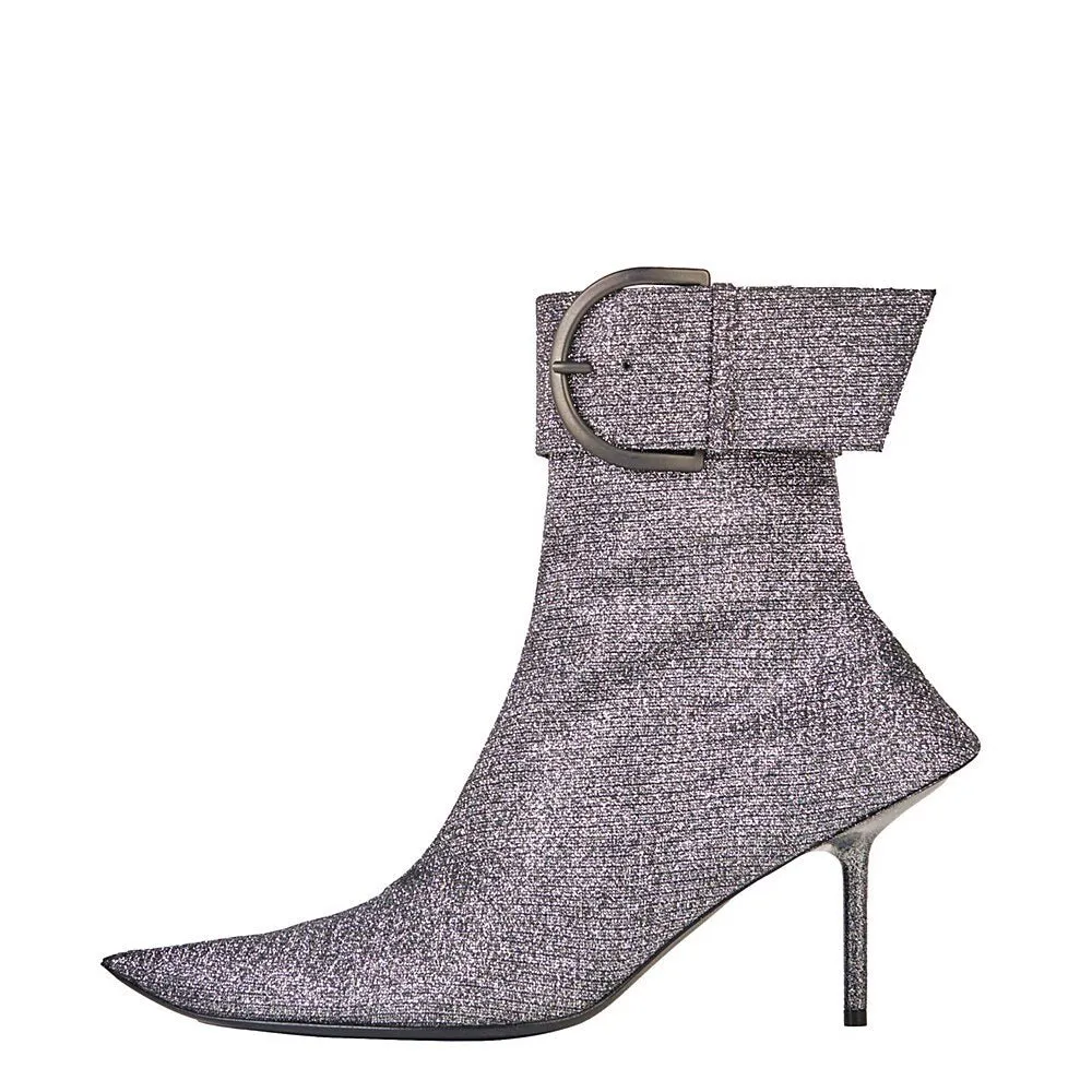 Autumn and Winter Belt Buckle Side Zipper Martin Nude Boots For Women