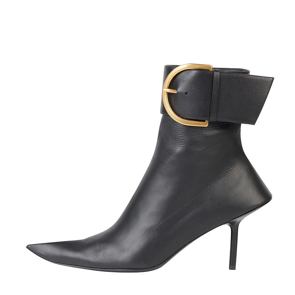 Autumn and Winter Belt Buckle Side Zipper Martin Nude Boots For Women