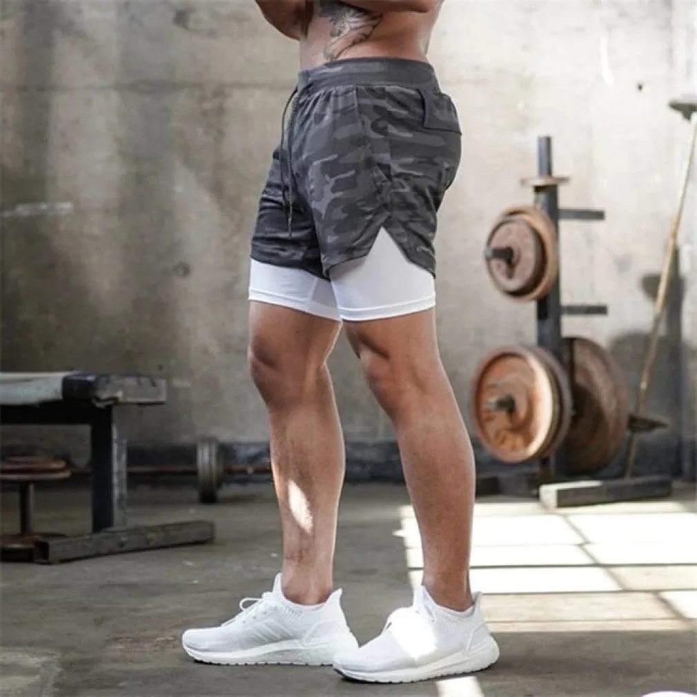 ContiNent 33 Camo Running Shorts Men 2 In 1 Double-deck Quick Dry GYM Sport Shorts Fitness Jogging Workout Shorts Men Sports Short Pants