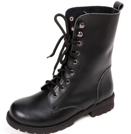 COSMAGIC 2017 New Women Buckle Winter Motorcycle Martin Boots British Style Gothic Punk Low Heel Black Boot Shoe Plus Size