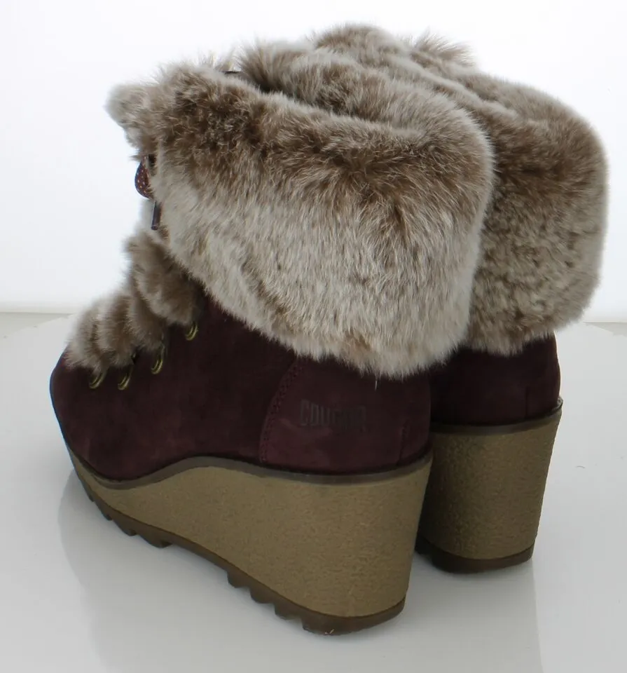 Cougar Penelope Genuine Fur Trim Burgundy Waterproof Boots