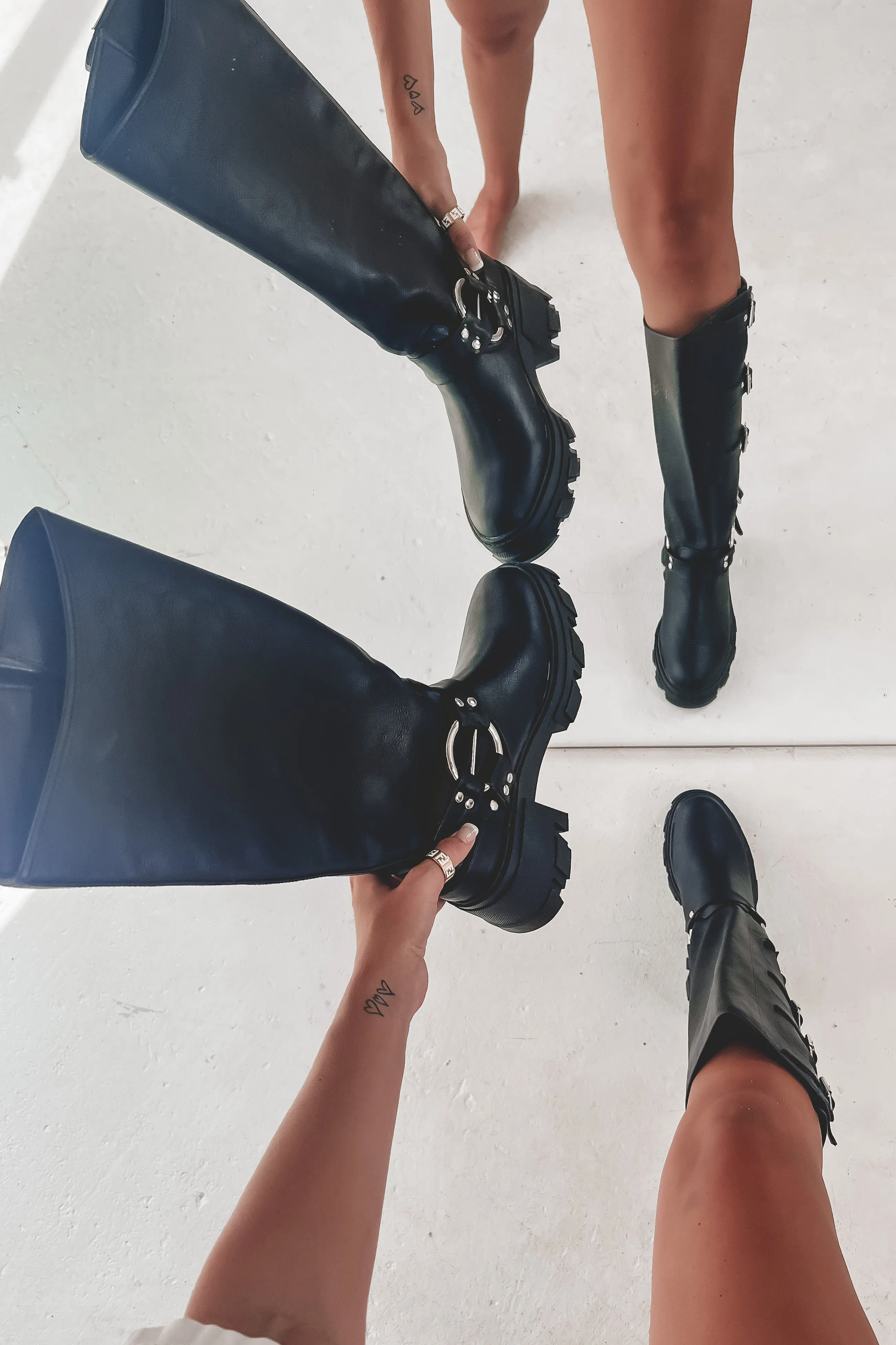 DEAL Cause A Scene Black Platform Moto Boots