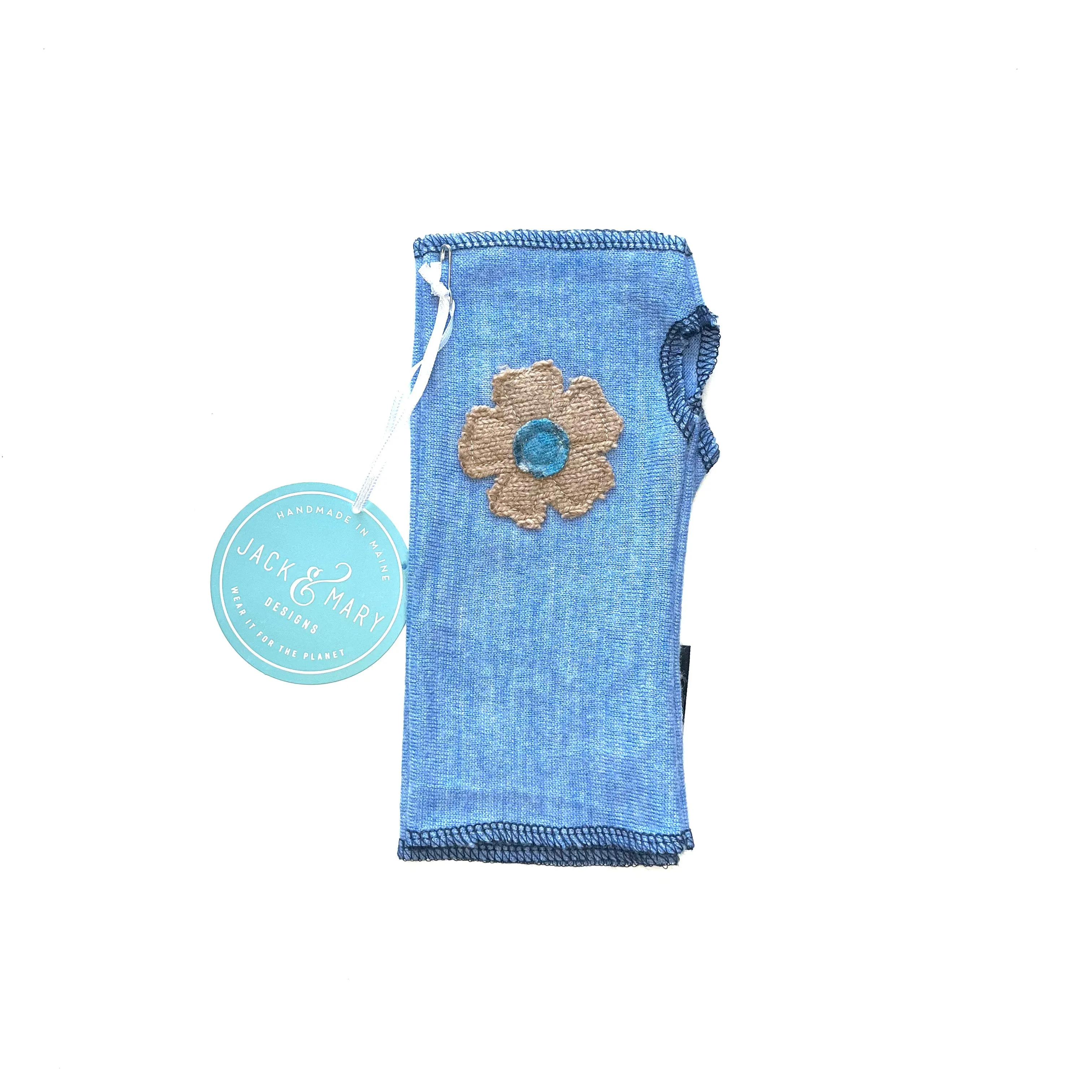 Fingerless Mittens Short, Blue Merino Wool | 101