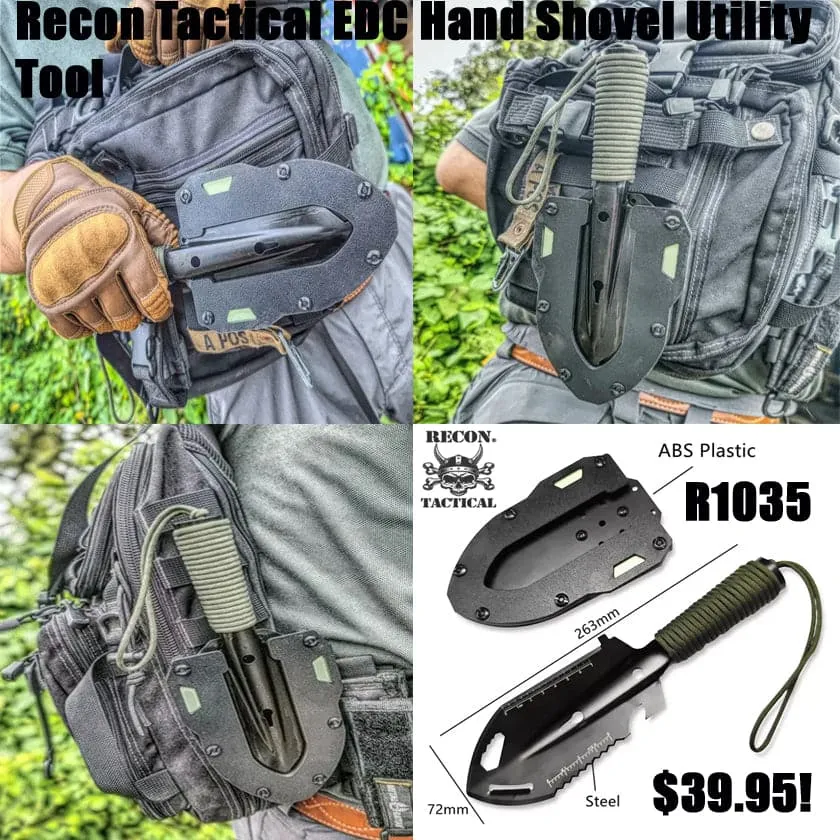 Recon Tactical EDC Survival Trowel & Tool With ABS 360° Holster