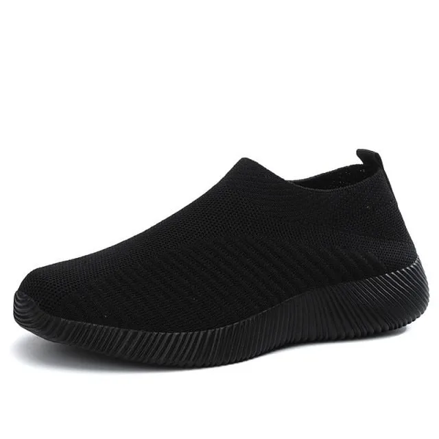 Spring Slip On Running Shoes Flat Summer Breathable Mesh Sock Shoes
