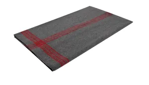 STRIPED WOOL BLANKET - GRAY AND RED