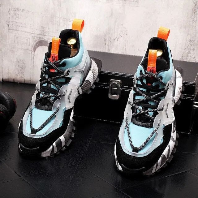 Top quality New Men's colour mixed Causal flat platform shoes luxury designer Hip-hop punk Loafers sneakers for web celebrity