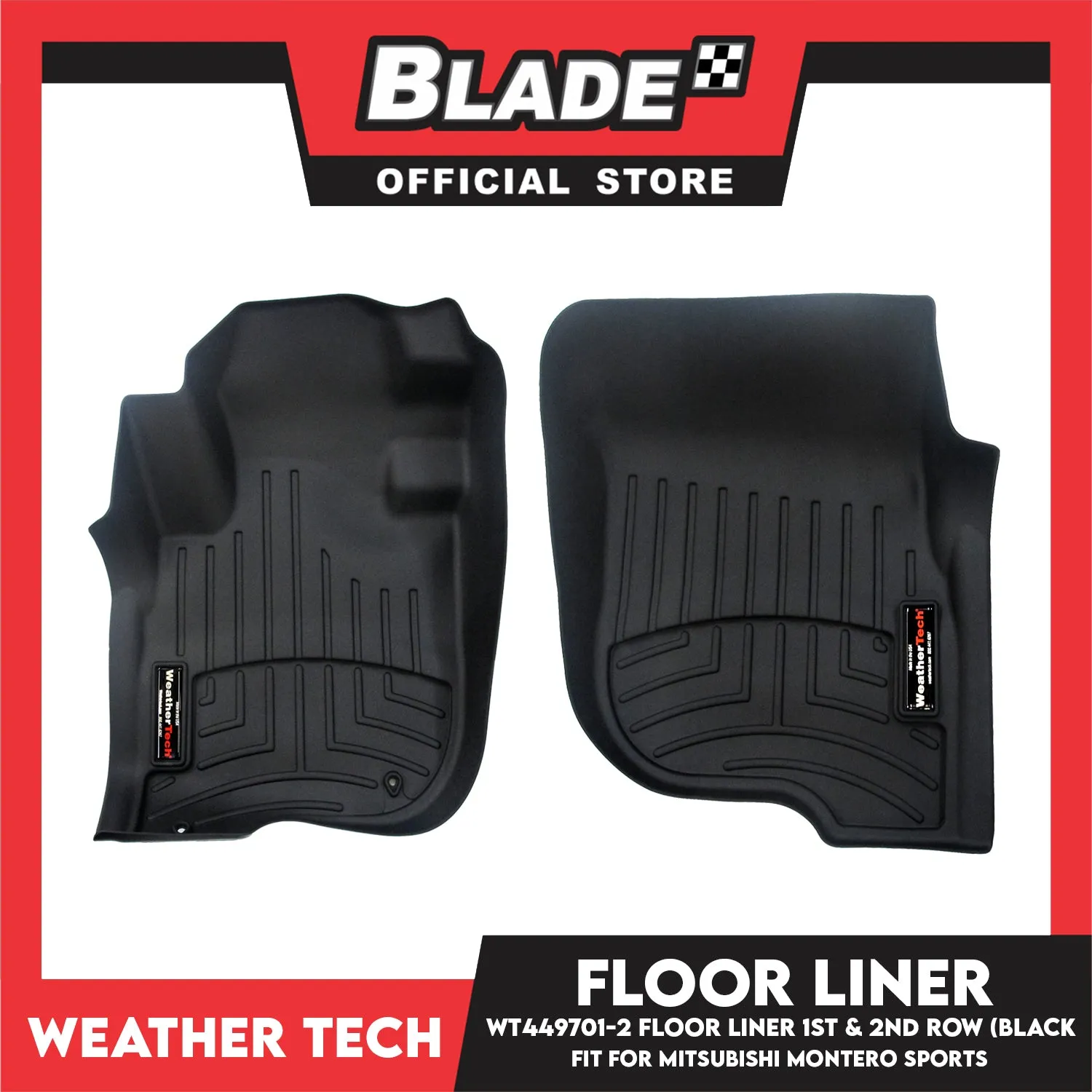 WeatherTech Floor Liner WT449701-2 1st & 2nd Row (Black) Fit for Mitsubishi Montero Sports
