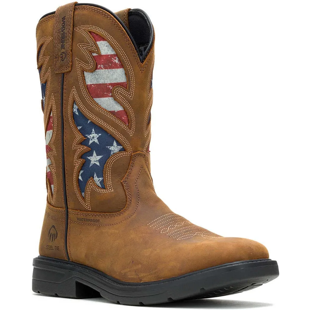 Wolverine Men's Rancher Flag Steel Toe WP Western Work Boot -Brown- W241181