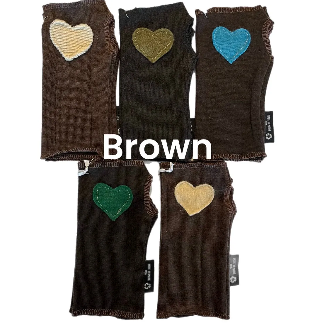 Wool Short Fingerless Mittens with Single Heart
